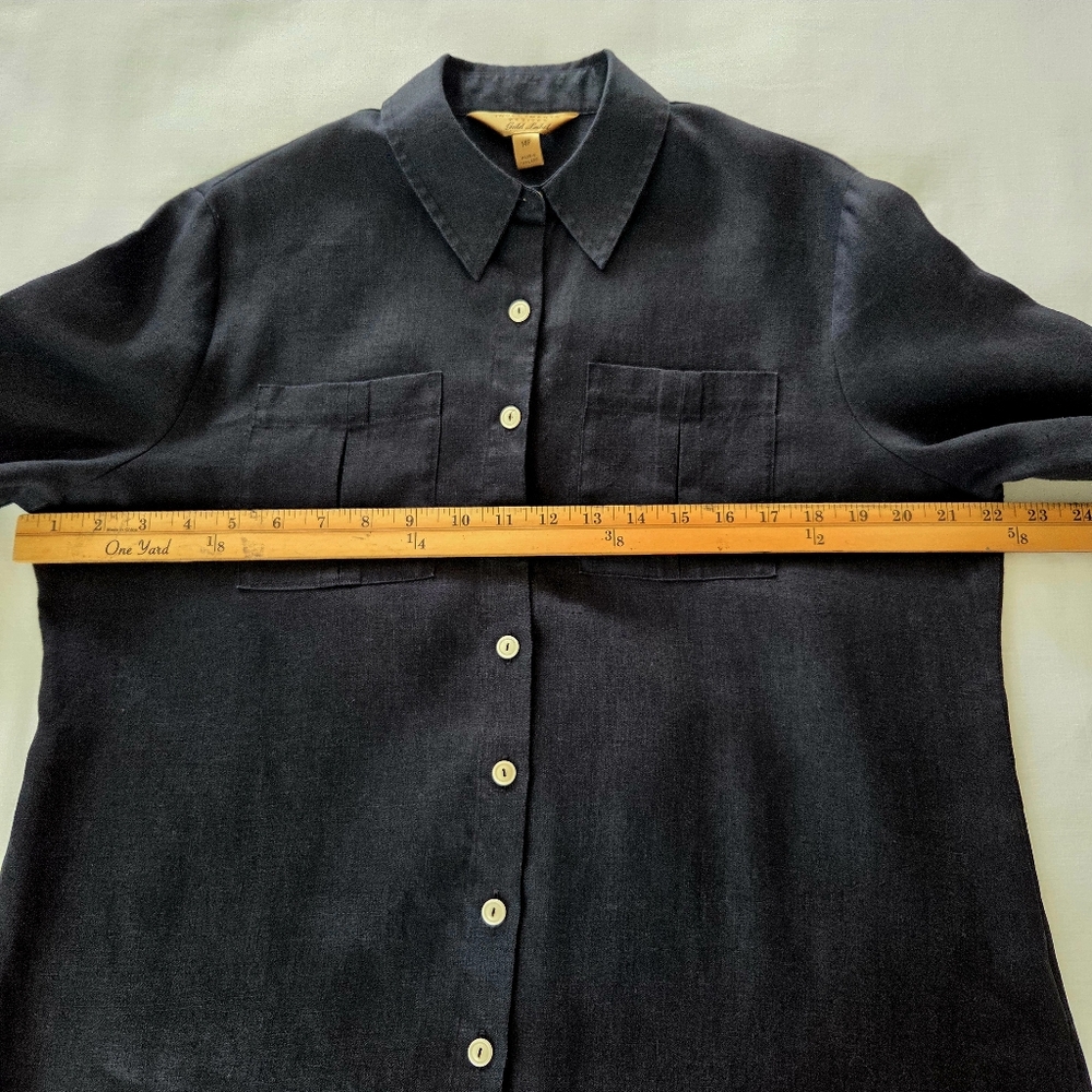 Vintage Investments Petites Gold Label 100% Hemp Black Button Down Shirt‎ 14P - Picture 9 of 9